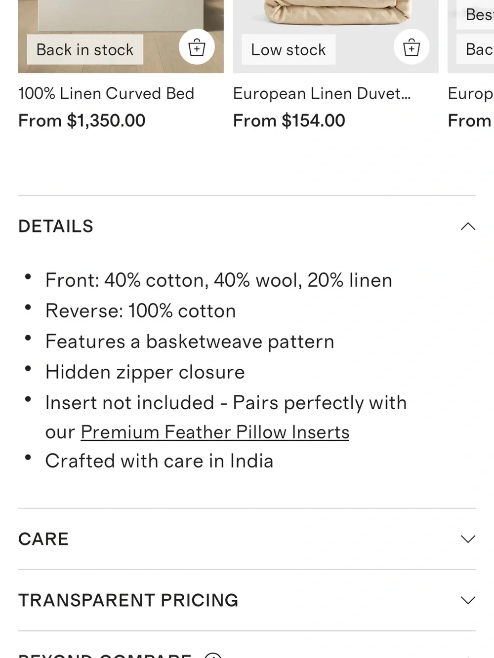 Quince Wool and Linen Textured Lumbar Pillow Cover - Retail $70